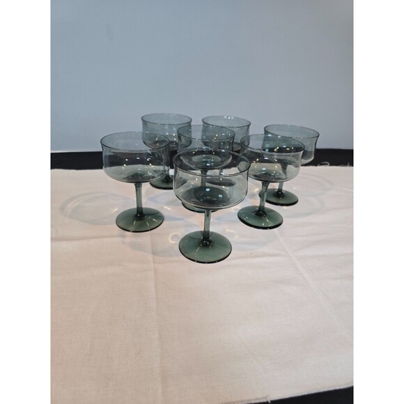 Set of 7 Lenox Crystal Silver Mist Blue Gray Champagne/Tall Sherbet Glasses 5" - Picture 1 of 16